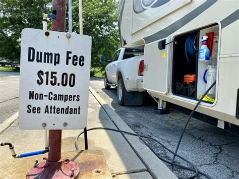 Pricing Free for registered guests; 10 dump fee for others to use the dump station. . Rv dump station near me free